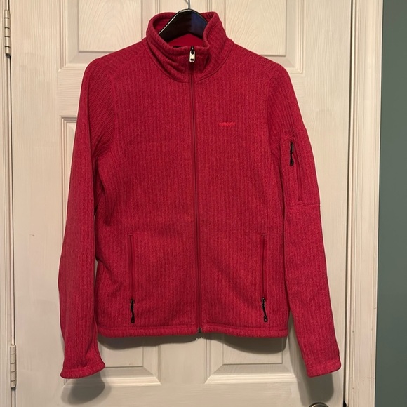 Patagonia Jackets & Blazers - Patagonia Cables Better Sweater Full Zip Up Jacket Pink Ribbed Knit